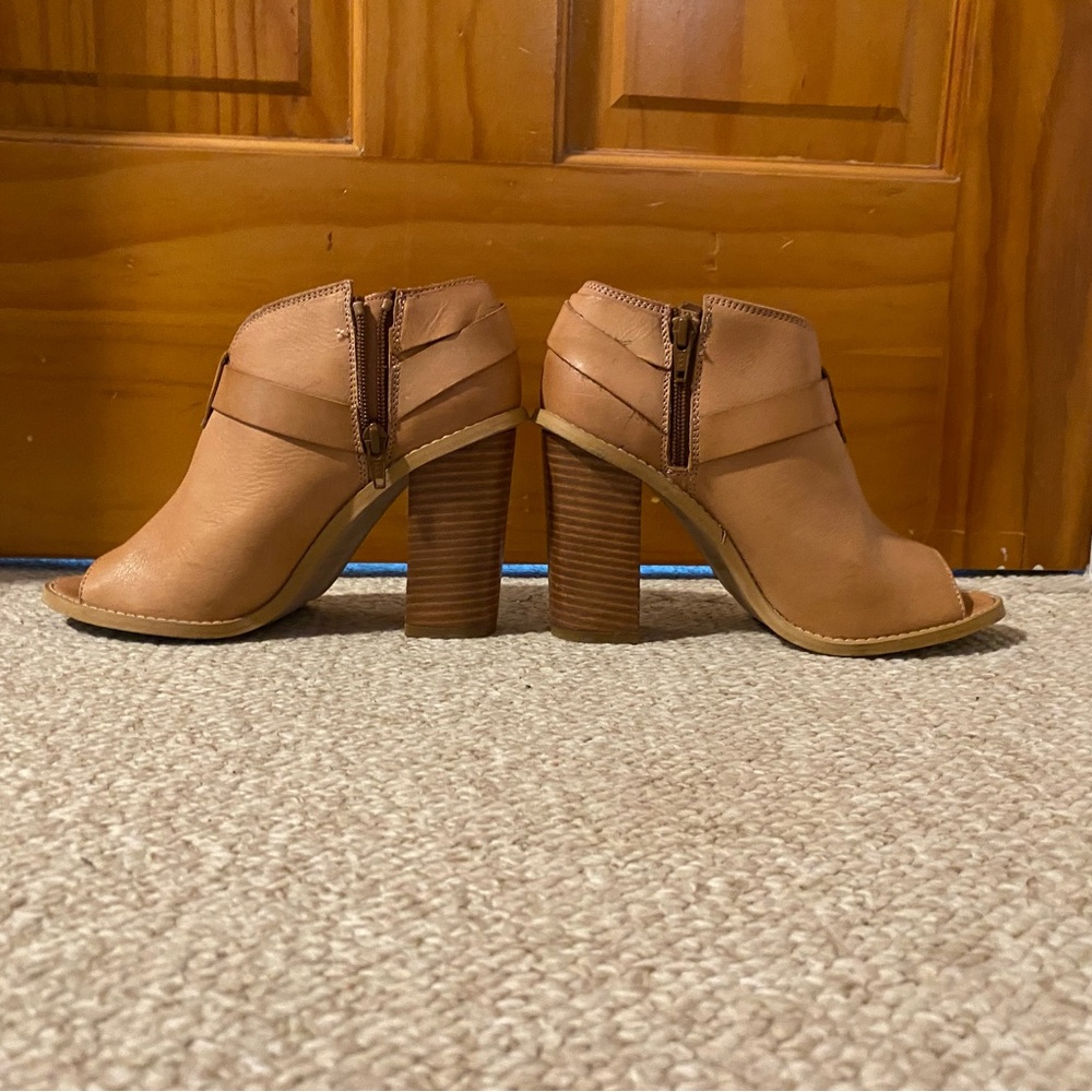 Sixtyseven Brown Peep-Toe Heeled Boots